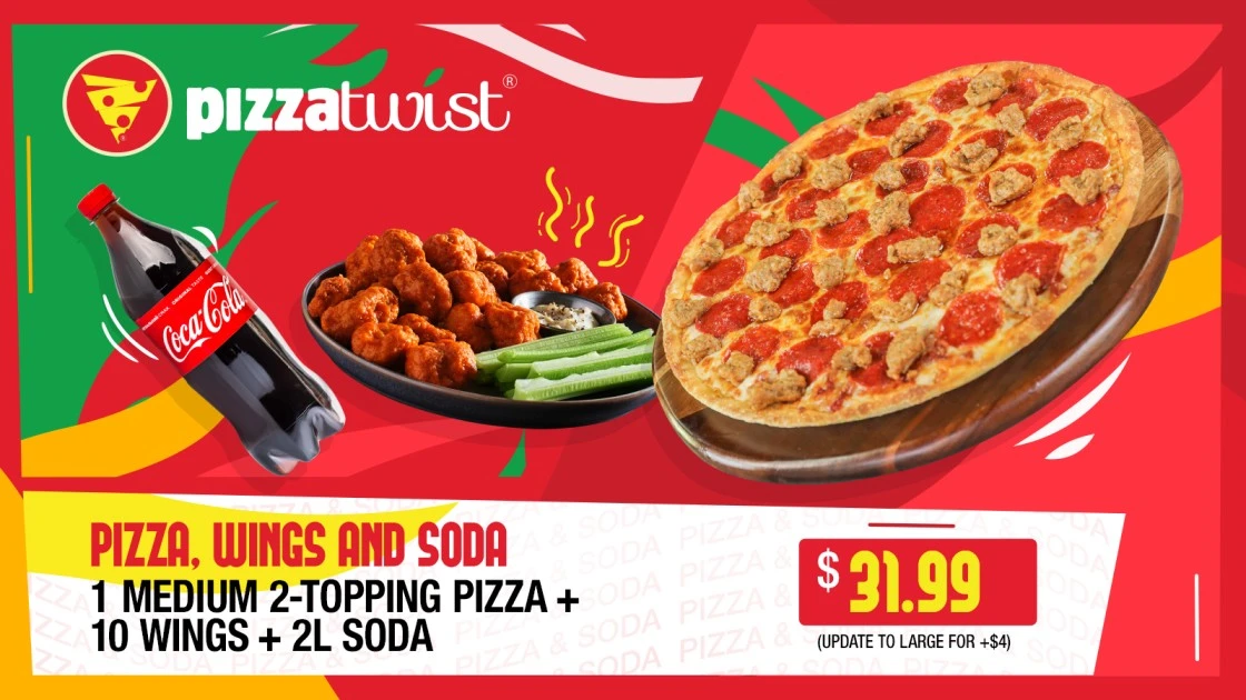 Buy Medium 2 Topping + 10 Boneless + 2L Soda