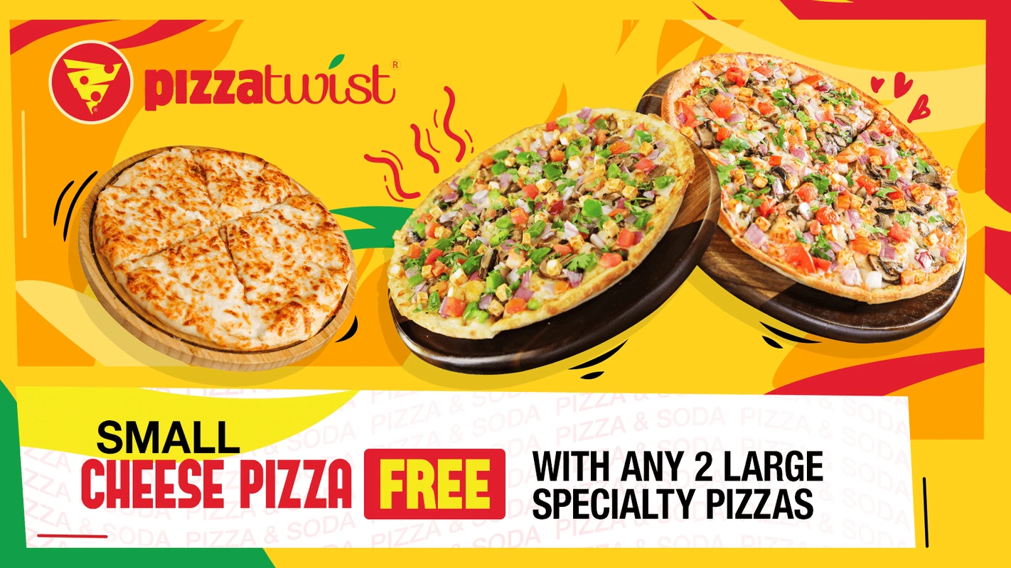 Buy Small Cheese Pizza Free With any 2 Large Pizza specialty