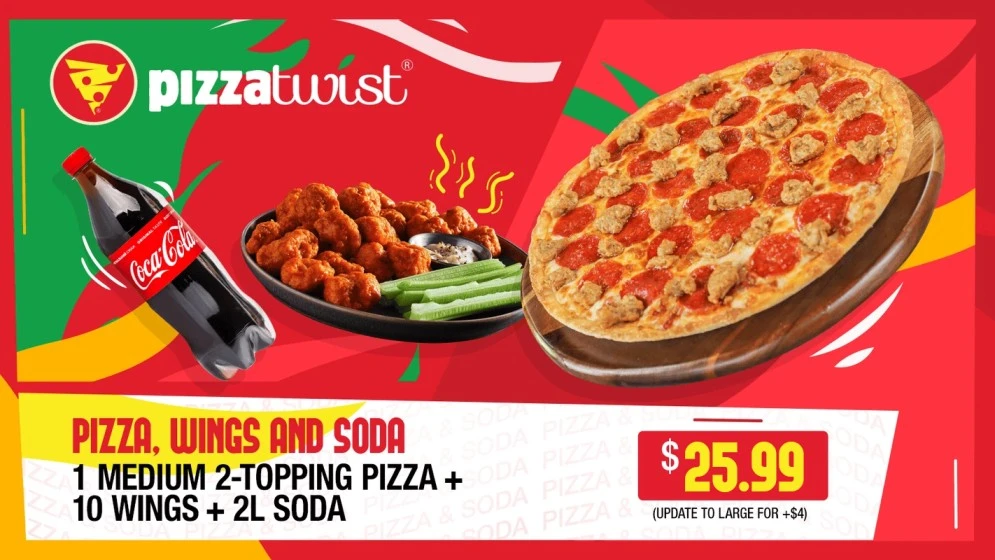 Buy Medium 2 Topping + 10 Boneless + 2L Soda